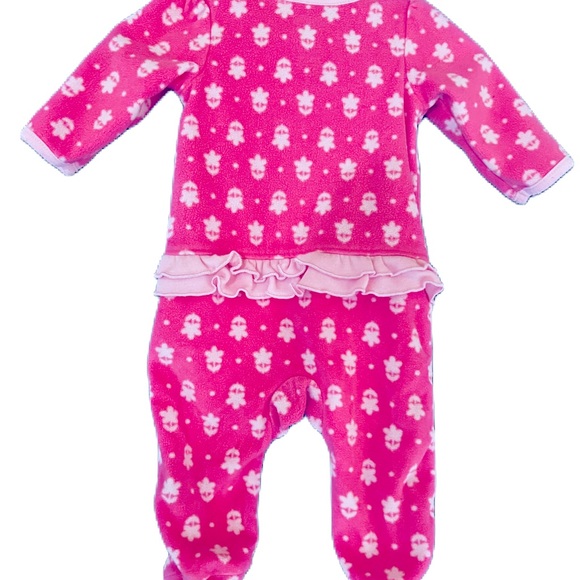 CARTER’S Baby girls Sz newborn month pink ruffle bottom footed sleeper outfit - Picture 3 of 3